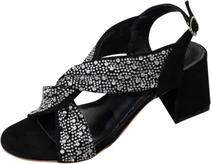Chunky Heel Platforms for Women Block Heeled Open Toe Rhinestones Ankle Strap Sandals Wedding Party Dress Arch Fit