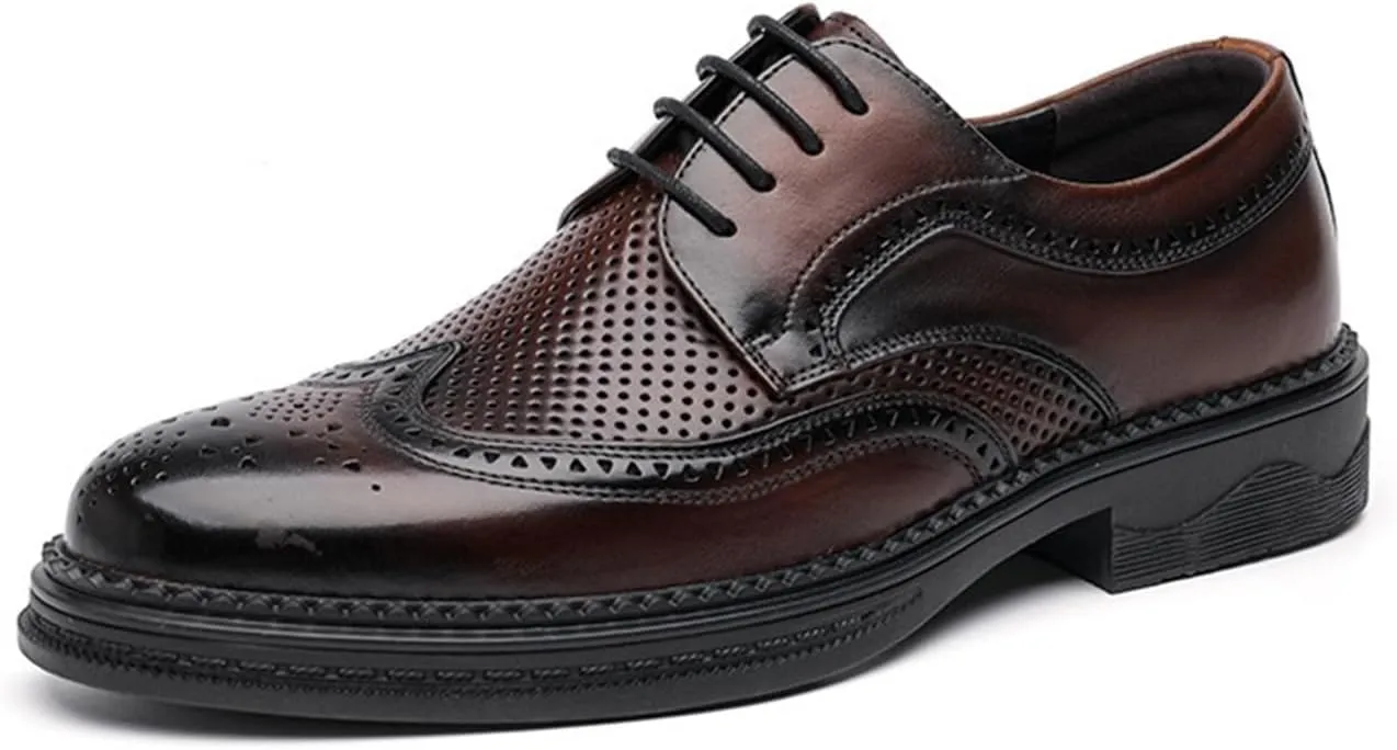 Dress Shoes for Men Men's Genuine Leather Dress Shoes Elegant Designer Brogues for Summer Weddings and Formal Events