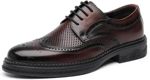Dress Shoes for Men Men's Genuine Leather Dress Shoes Elegant Designer Brogues for Summer Weddings and Formal Events
