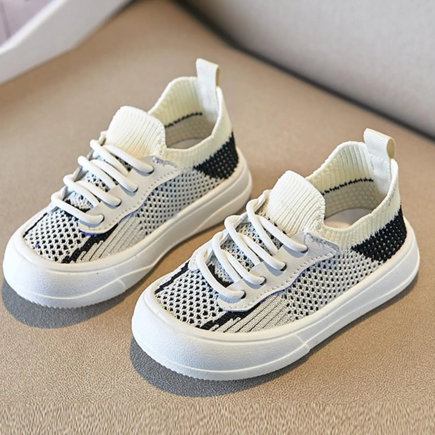Little Boys Girls Lightweight Sports Shoes Mesh Breathable Soft Flat Bottom Casual Slip On Tennis Shoes for Kids