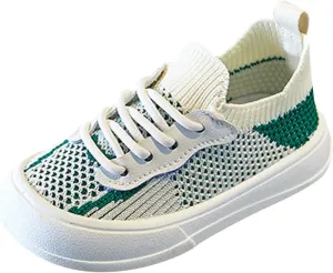 Little Boys Girls Lightweight Sports Shoes Mesh Breathable Soft Flat Bottom Casual Slip On Tennis Shoes for Kids