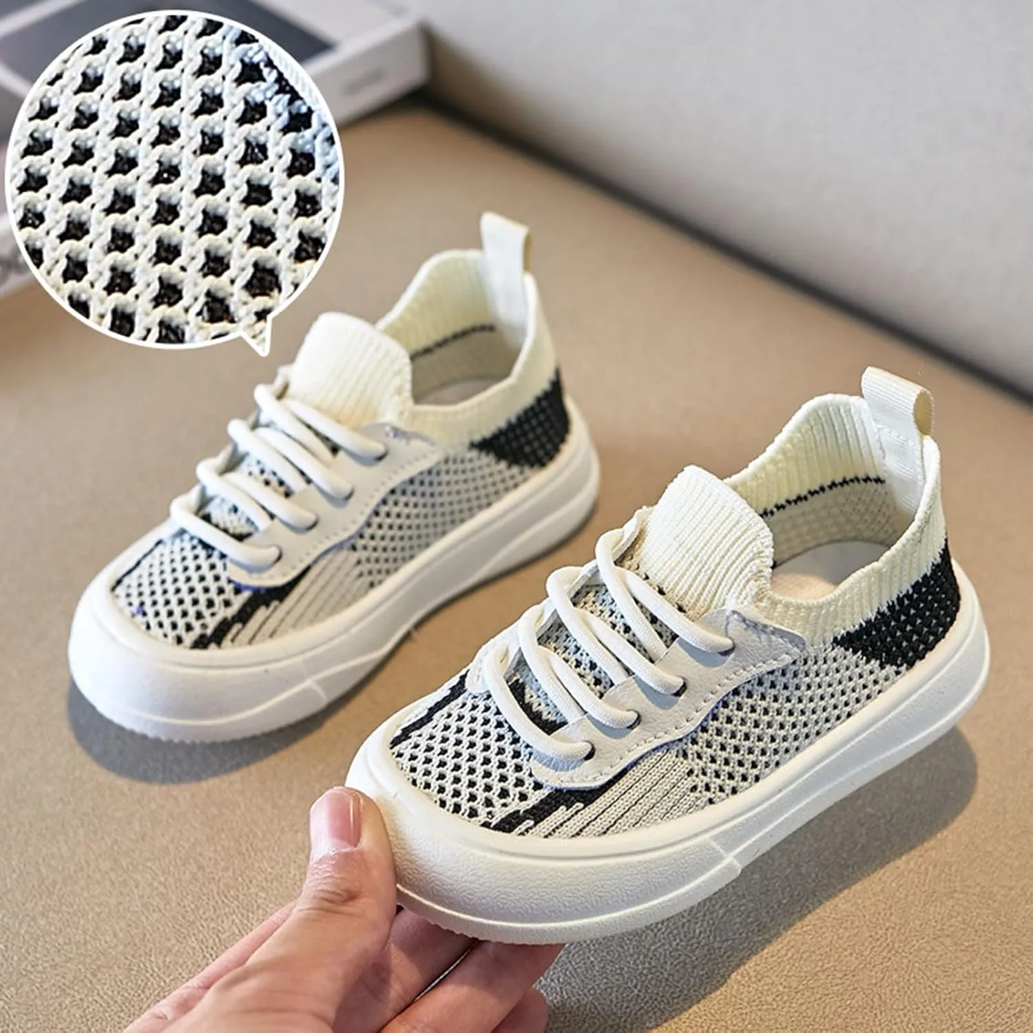 Little Boys Girls Lightweight Sports Shoes Mesh Breathable Soft Flat Bottom Casual Slip On Tennis Shoes for Kids