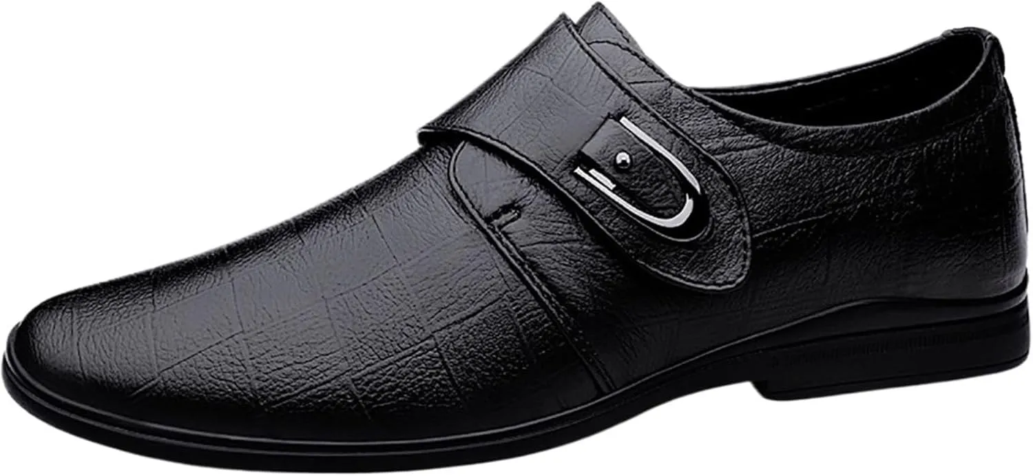 Men Dress Shoes Leather Shoes for Men，Convenient Buckle Soft Sole Elegant and Classic Breathable Dress Shoes