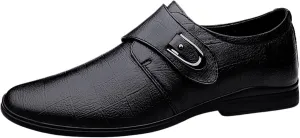 Men Dress Shoes Leather Shoes for Men，Convenient Buckle Soft Sole Elegant and Classic Breathable Dress Shoes