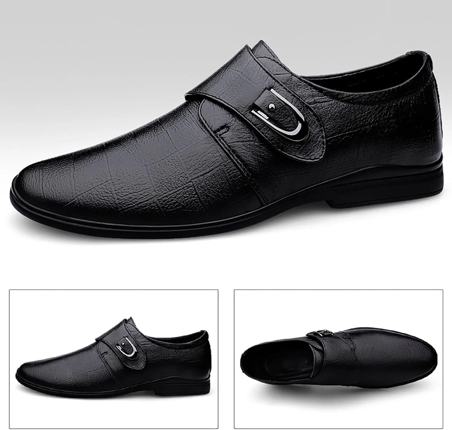 Men Dress Shoes Leather Shoes for Men，Convenient Buckle Soft Sole Elegant and Classic Breathable Dress Shoes