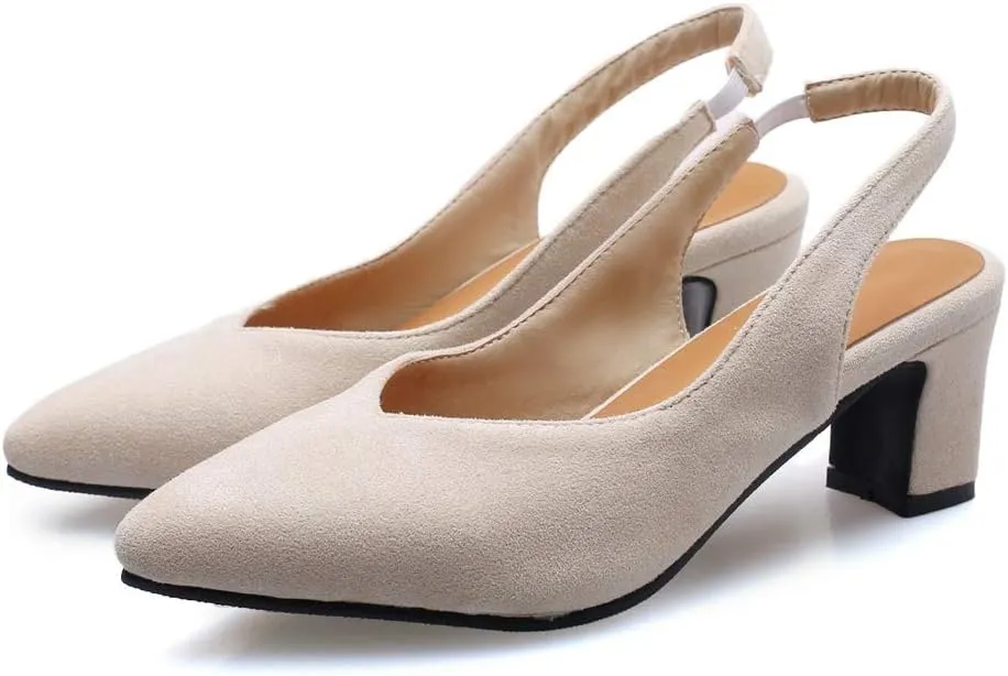 MIOKE Women's Square Toe Slingback Pumps Block Low Heel Comfort Slip On Dress Sandal Elegant Party Shoes
