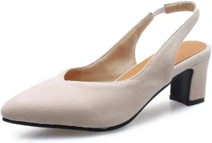 MIOKE Women's Square Toe Slingback Pumps Block Low Heel Comfort Slip On Dress Sandal Elegant Party Shoes