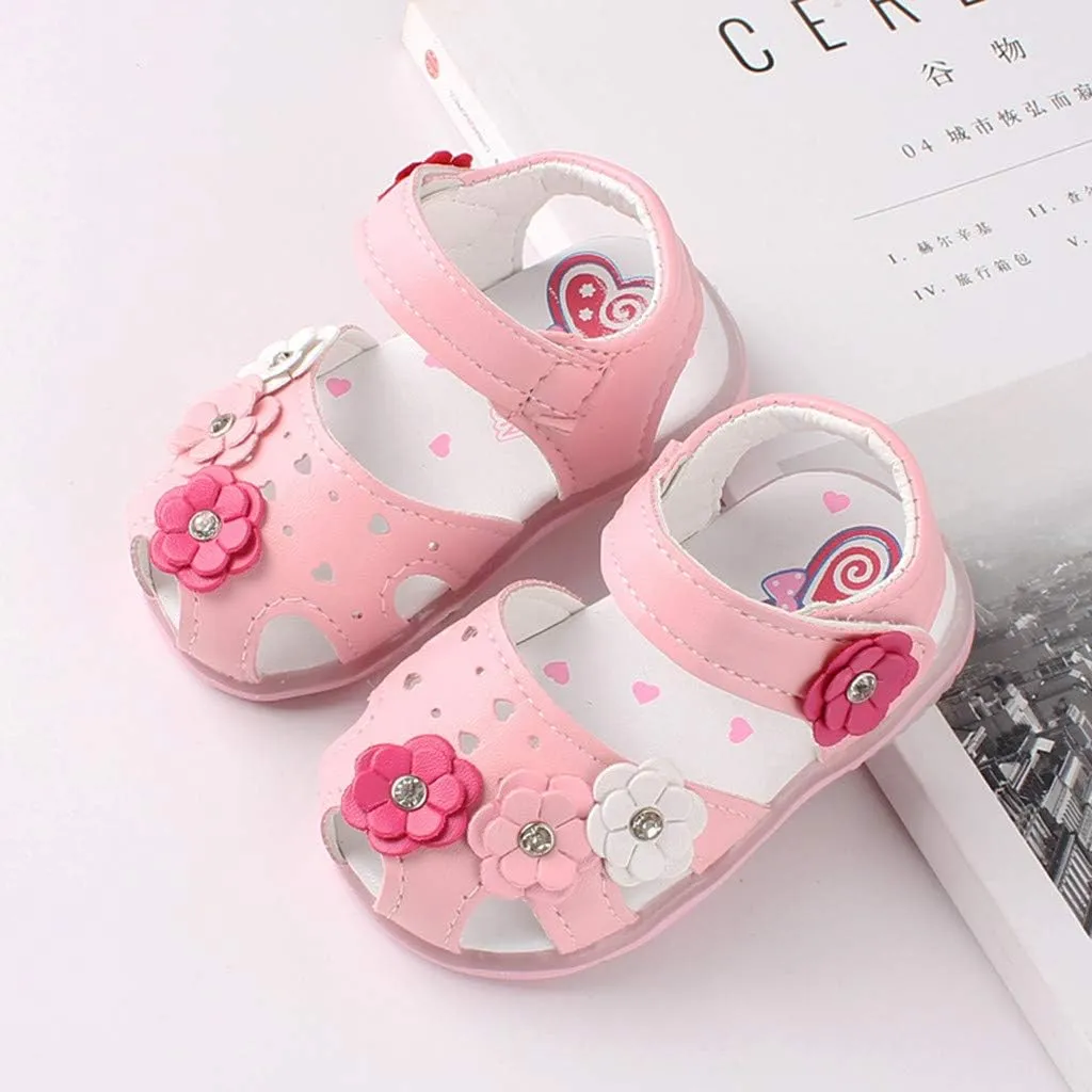 Toddler Shoes Baby Girl LED Light Up Sandals Infant Flowers Casual Shoes Luminous Sport Sandals Summer Sneakers
