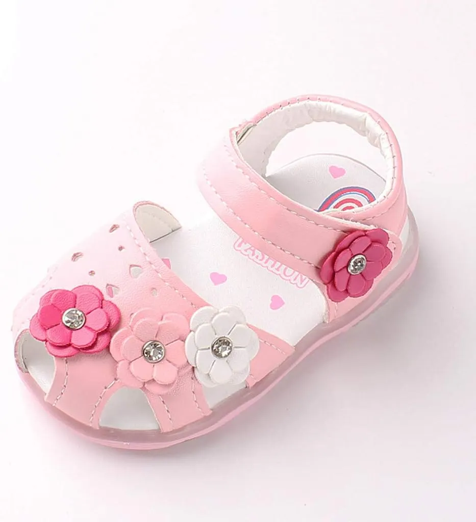 Toddler Shoes Baby Girl LED Light Up Sandals Infant Flowers Casual Shoes Luminous Sport Sandals Summer Sneakers