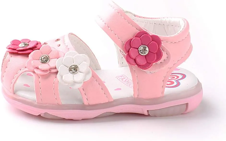 Toddler Shoes Baby Girl LED Light Up Sandals Infant Flowers Casual Shoes Luminous Sport Sandals Summer Sneakers