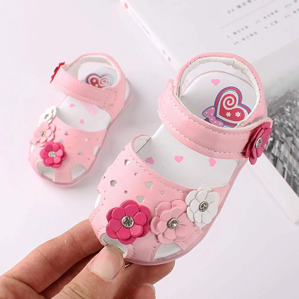 Toddler Shoes Baby Girl LED Light Up Sandals Infant Flowers Casual Shoes Luminous Sport Sandals Summer Sneakers